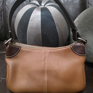 Dooney & Bourke Tan and Dark Brown Leather Shoulder Bag